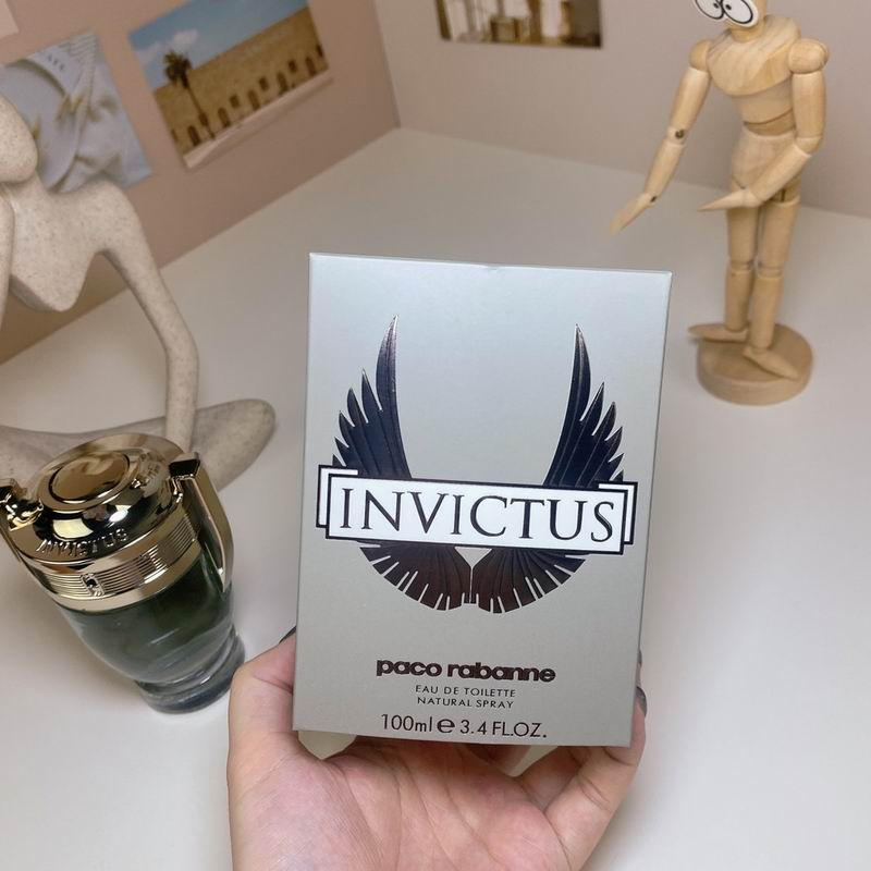Paco Rabanne Invictus silver box front with wings logo