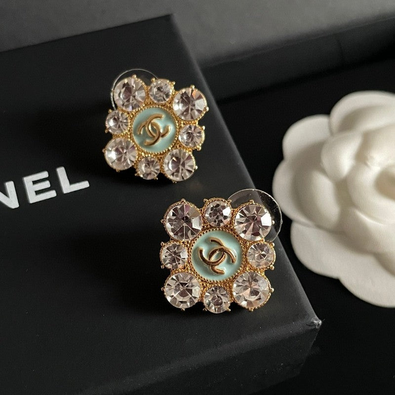 18K  Chanel Color Flower Diamond Earrings